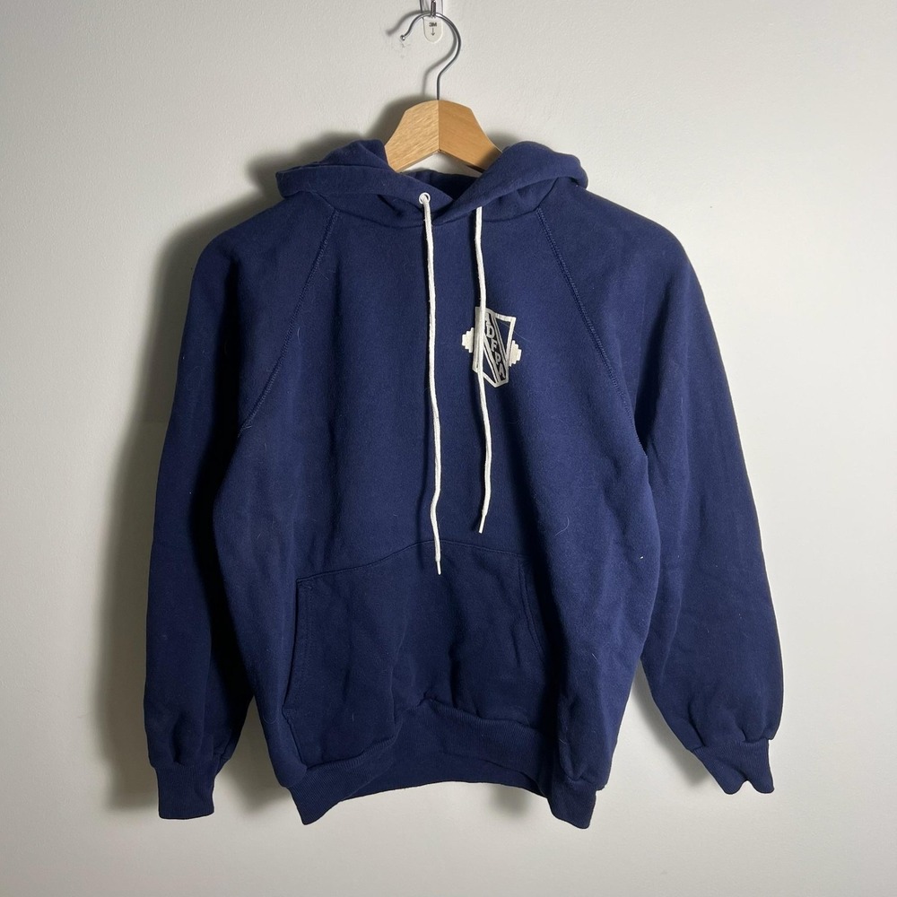 Vintage Hanes Hoodie Sweatshirt Mens Medium Blue ADFPA Powerlifting USA 80s